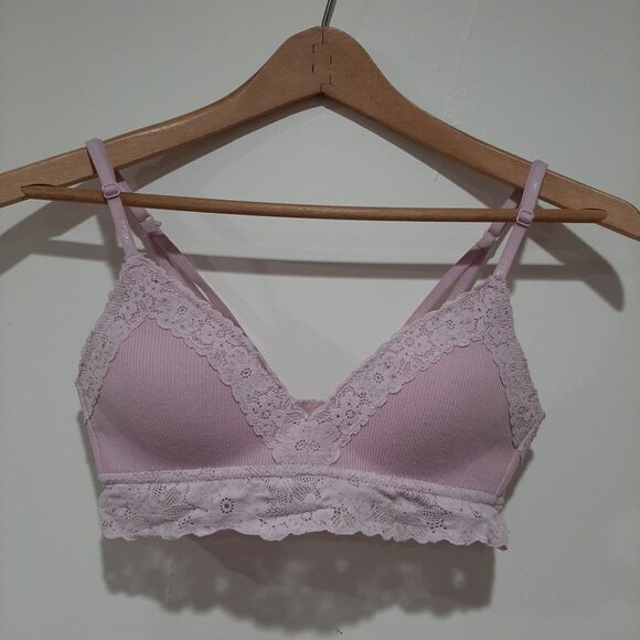 Feminine coquette lace ribbed bra 32b - Picture 1 of 10